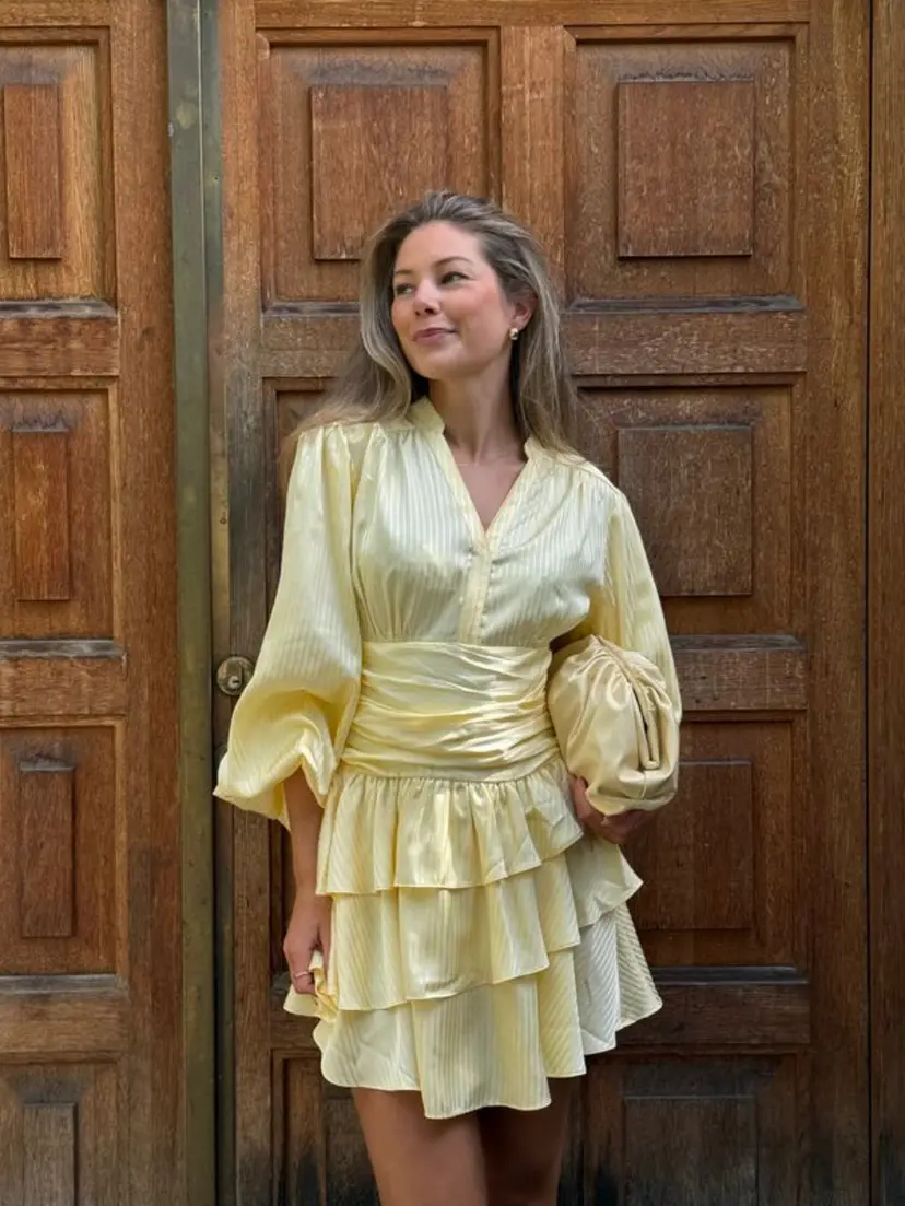 Kayani Nadine Belted Ruffle Dress