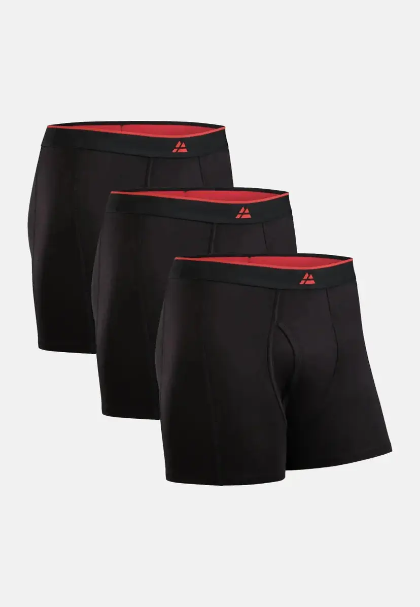 DANISH ENDURANCE Bamboo Boxershorts med Gylp til Mænd, Sort/Rød, M, DANISH ENDURANCE