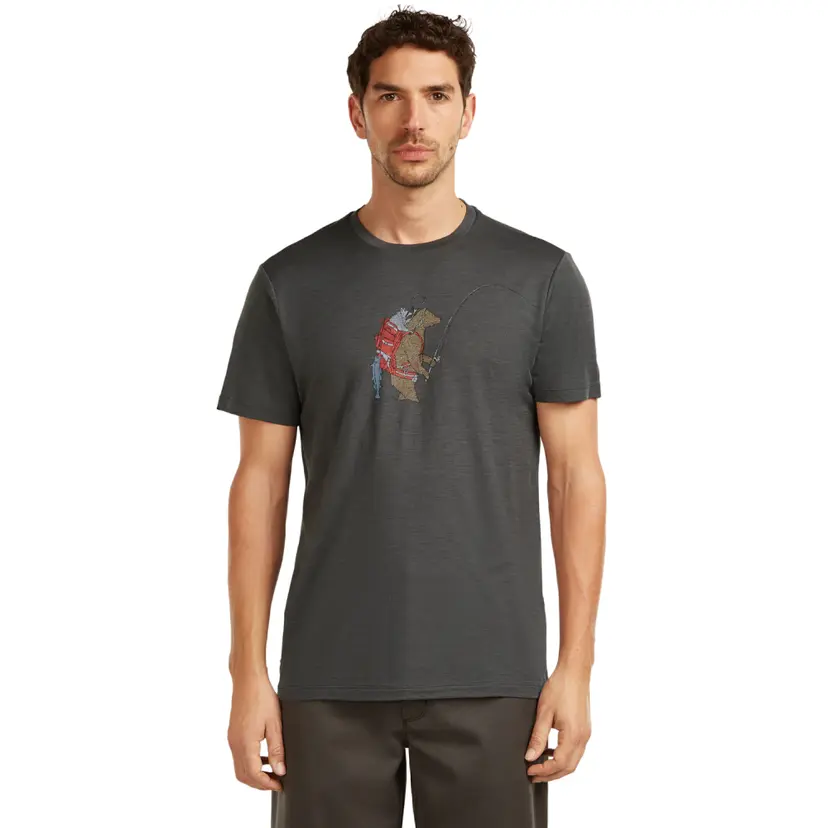 Icebreaker Icebreaker M's Merino 150 Tech Lite Ss Tee Bear Catch Obsidian Bear Catch Flagstone Obsidian