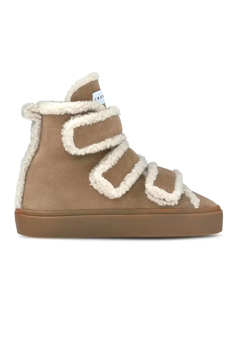 Inuikii Shearling Velcro Wedge Light Beige - 37