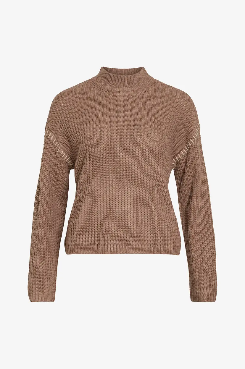 Vila Genser viSigga L/S Stitch Knit Pullover - Brun