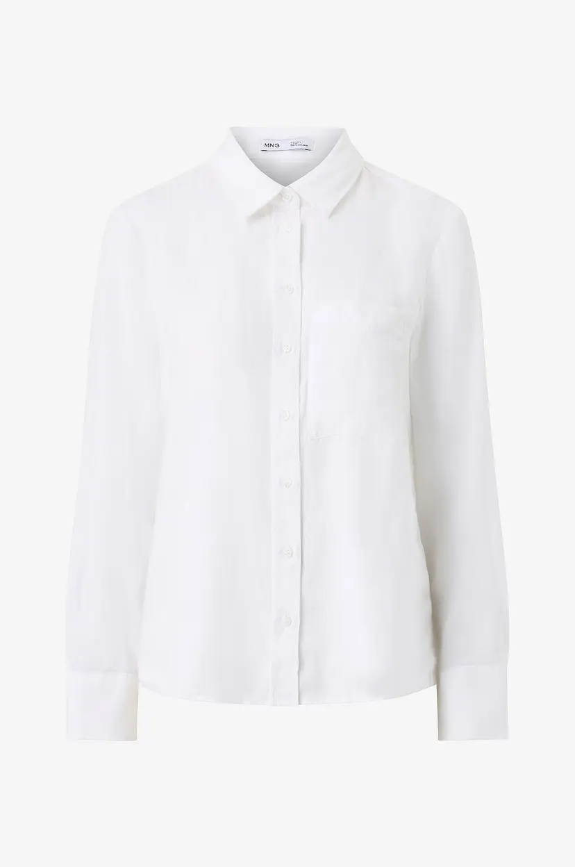 Mango Skjorte Shirt LINO - Hvit