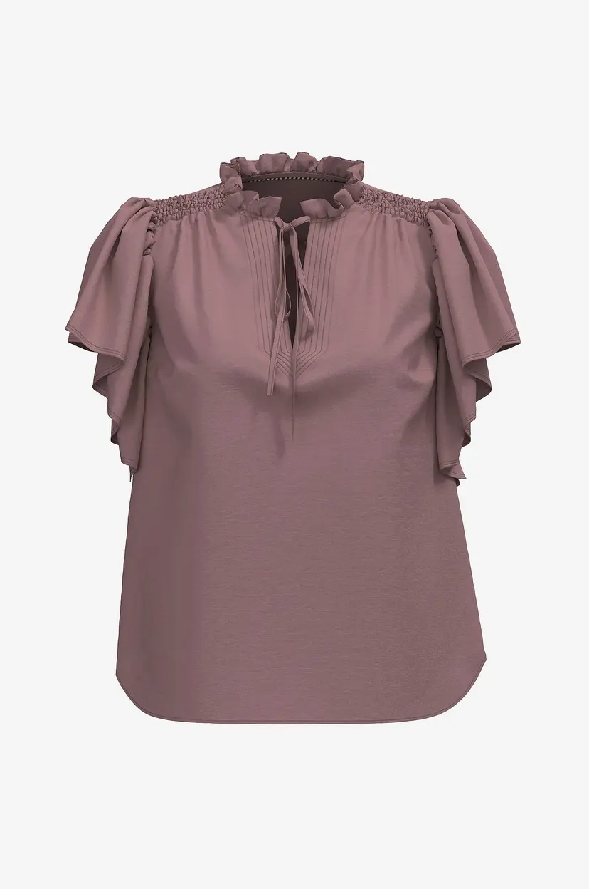 Co'couture Bluse HeraCC SS Frill - Rosa