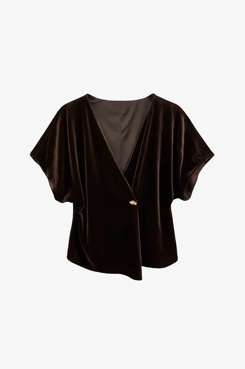 Vero Moda Topp Vmsonja Velvet Ss V-Neck Top Jrs Ex - Brun