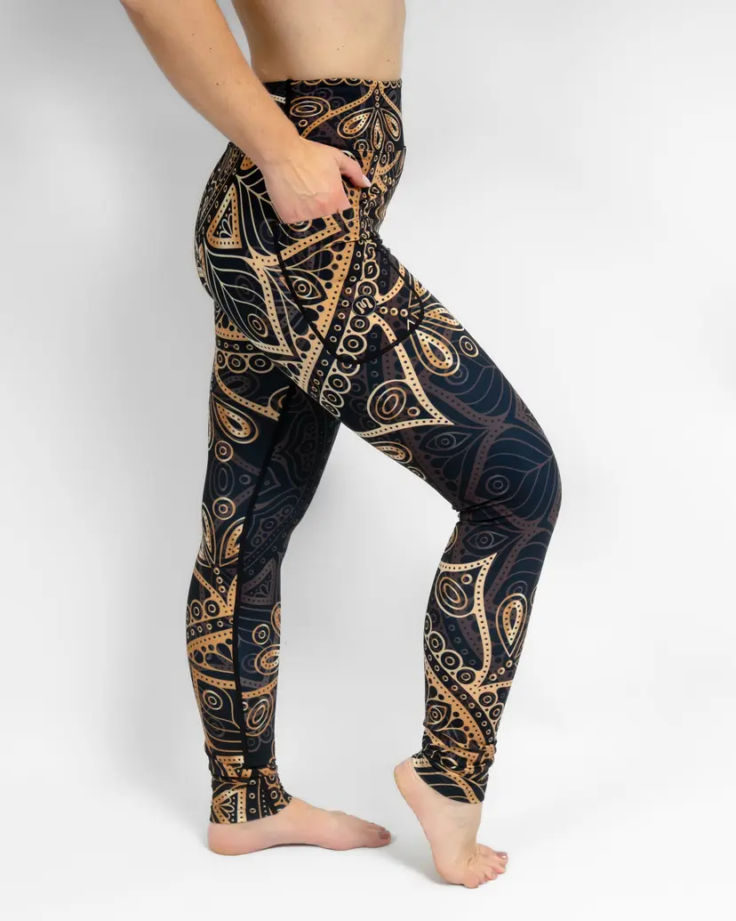 Huabo Aya Golden Mandala Tight Fit Winter Leggings