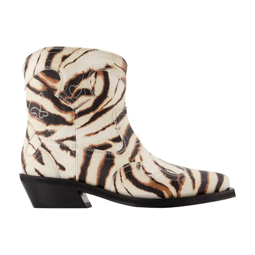 Ganni Ganni Cowboy/biker støvler – Beige
