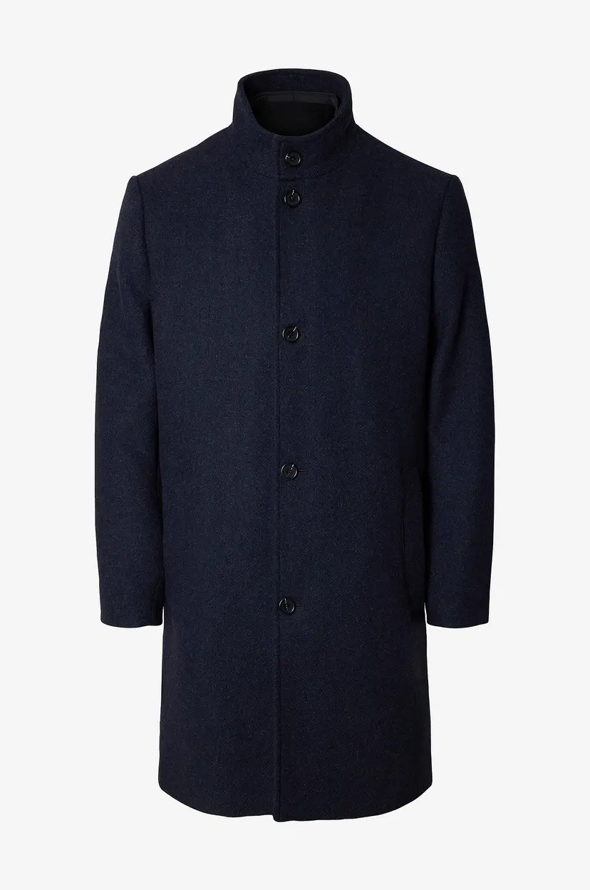 Selected Men Frakk slhRainar Wool Blend - Blå