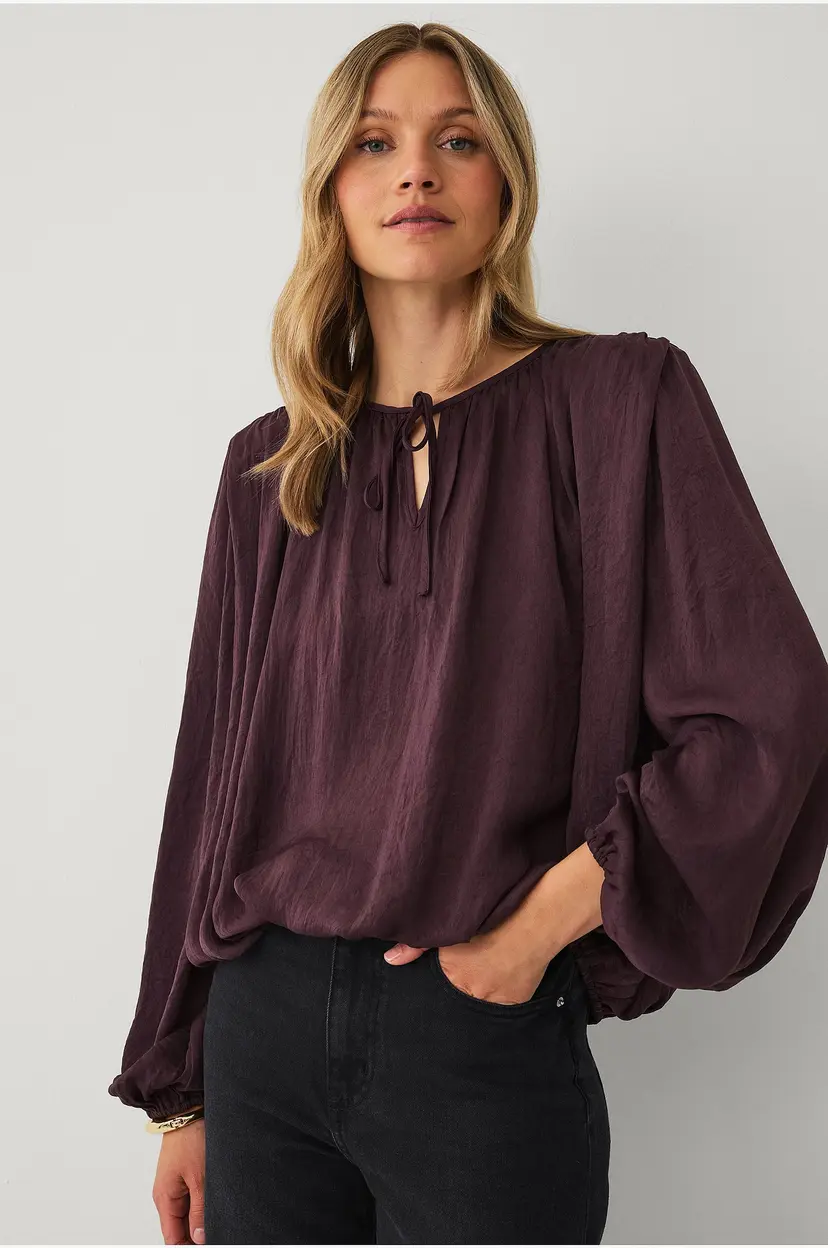 Ellos Collection Bluse med rynkedetaljer - Brun
