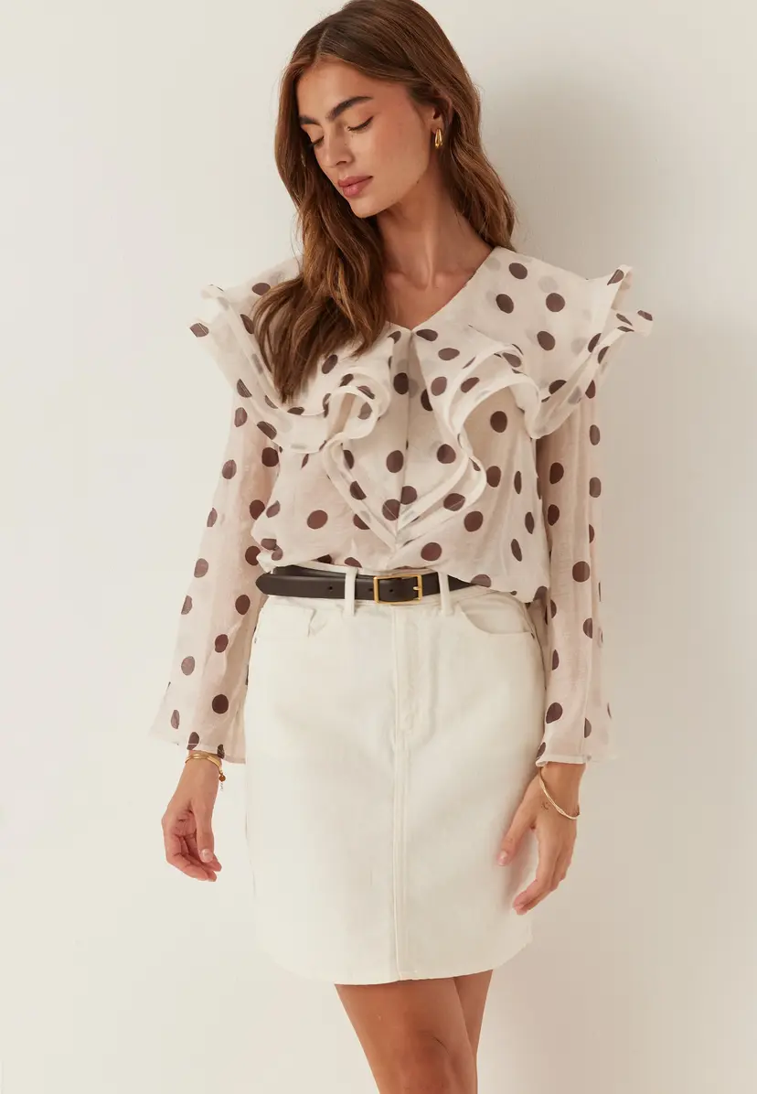 Bubbleroom Occasion Flounce Sheer Blouse