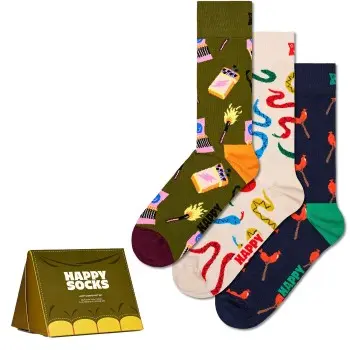 Happy Socks Happy socks Strømper 3P Happy Camper Socks Gift Set Mixed bomull Str 36/40