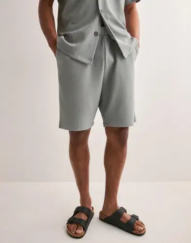 Selected Men Selected Men Slhloose-Plisse Shorts Ex Joggeshorts Grå