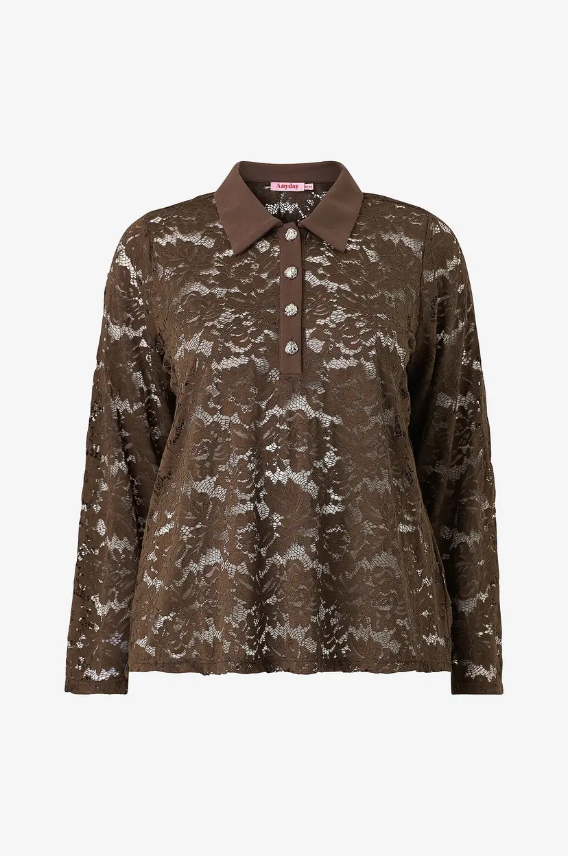 Anyday Skjorte Any-Teresia 481 - Lace Polo - Brun