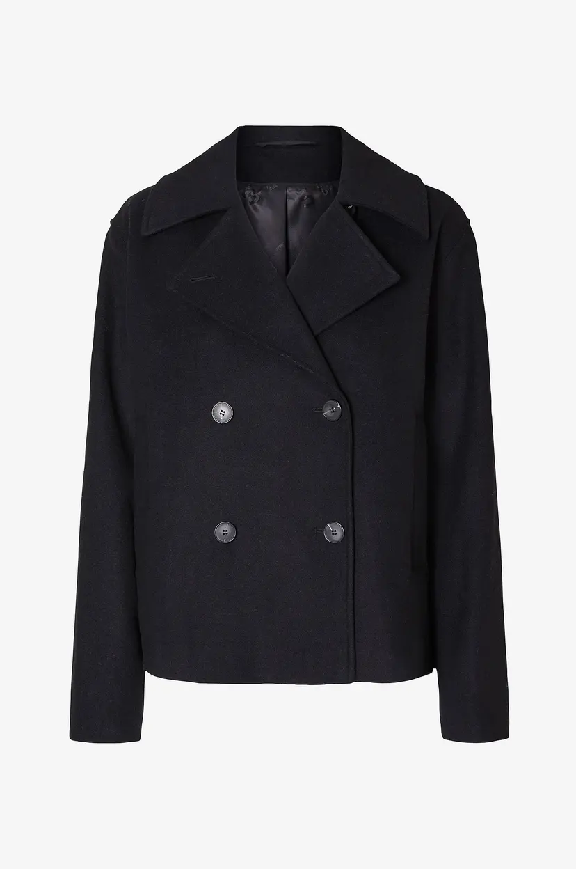 Selected Women Jakke slfAlma Short Wool Jacket - Svart