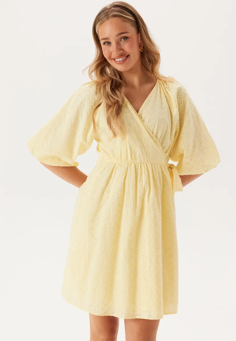 Selected Slfhannah 2/4 Short Wrap Broderi Dress