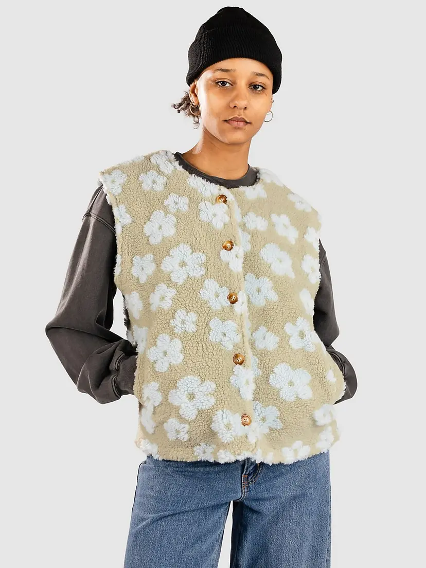 24 Colours 24 Colours 90529A Green Flower Sherpa Vest grønn