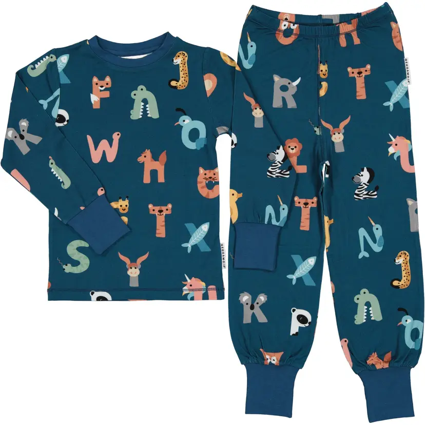 Geggamoja Pyjamas tvådelad Bambu Animal Letters - 122/128