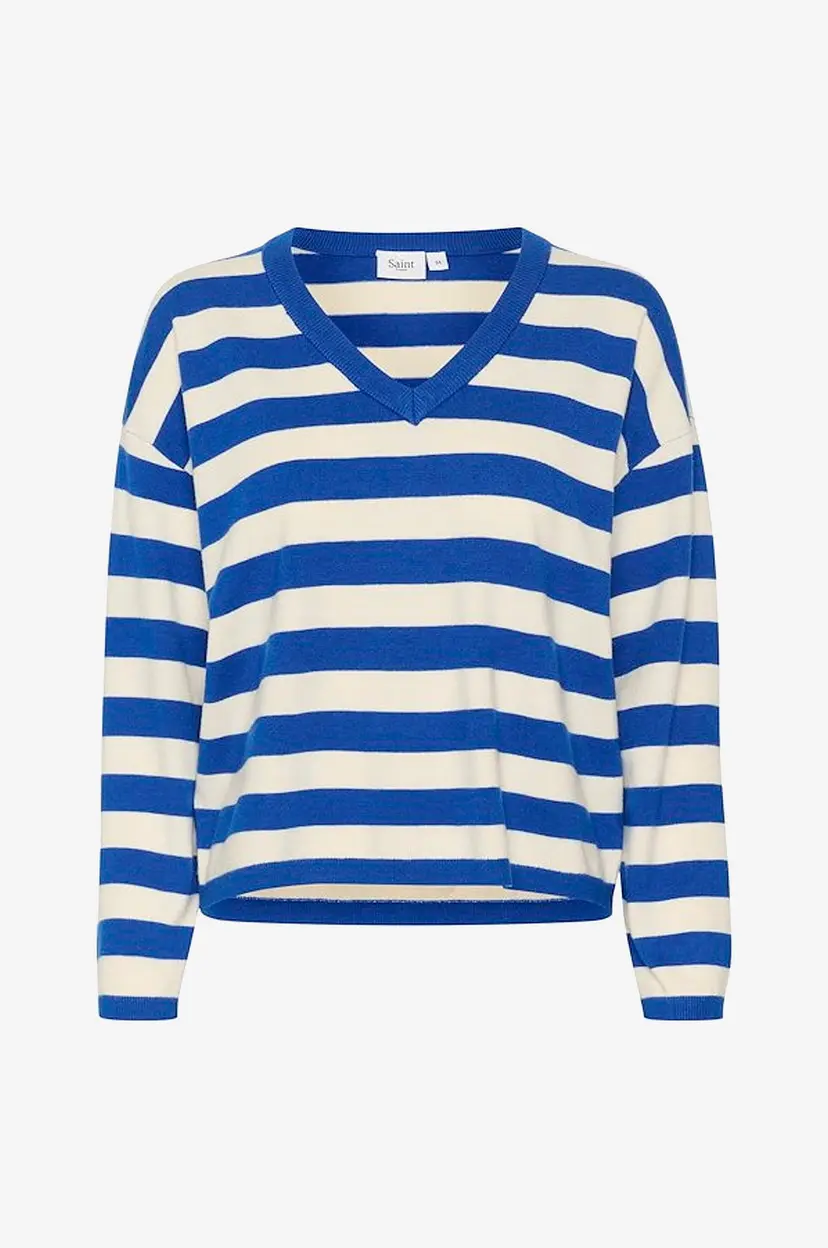 Saint Tropez Genser FikamSZ V-neck Pullover - Blå