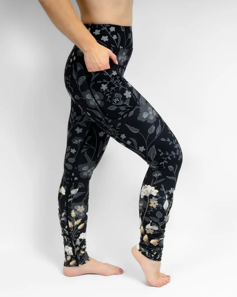 Huabo Aya Elegant Floral Tight Fit Winter Leggings