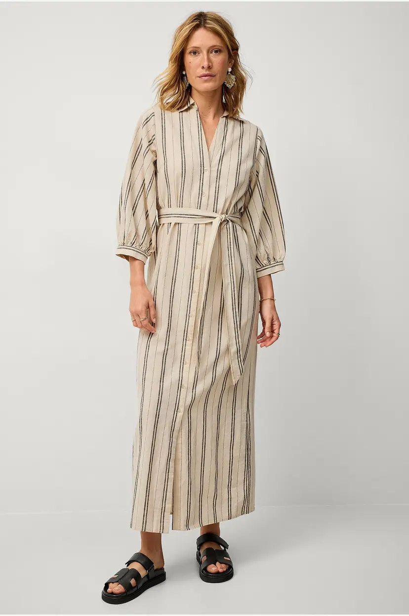 Ellos Collection Kjole i lin Line Linen - Hvit