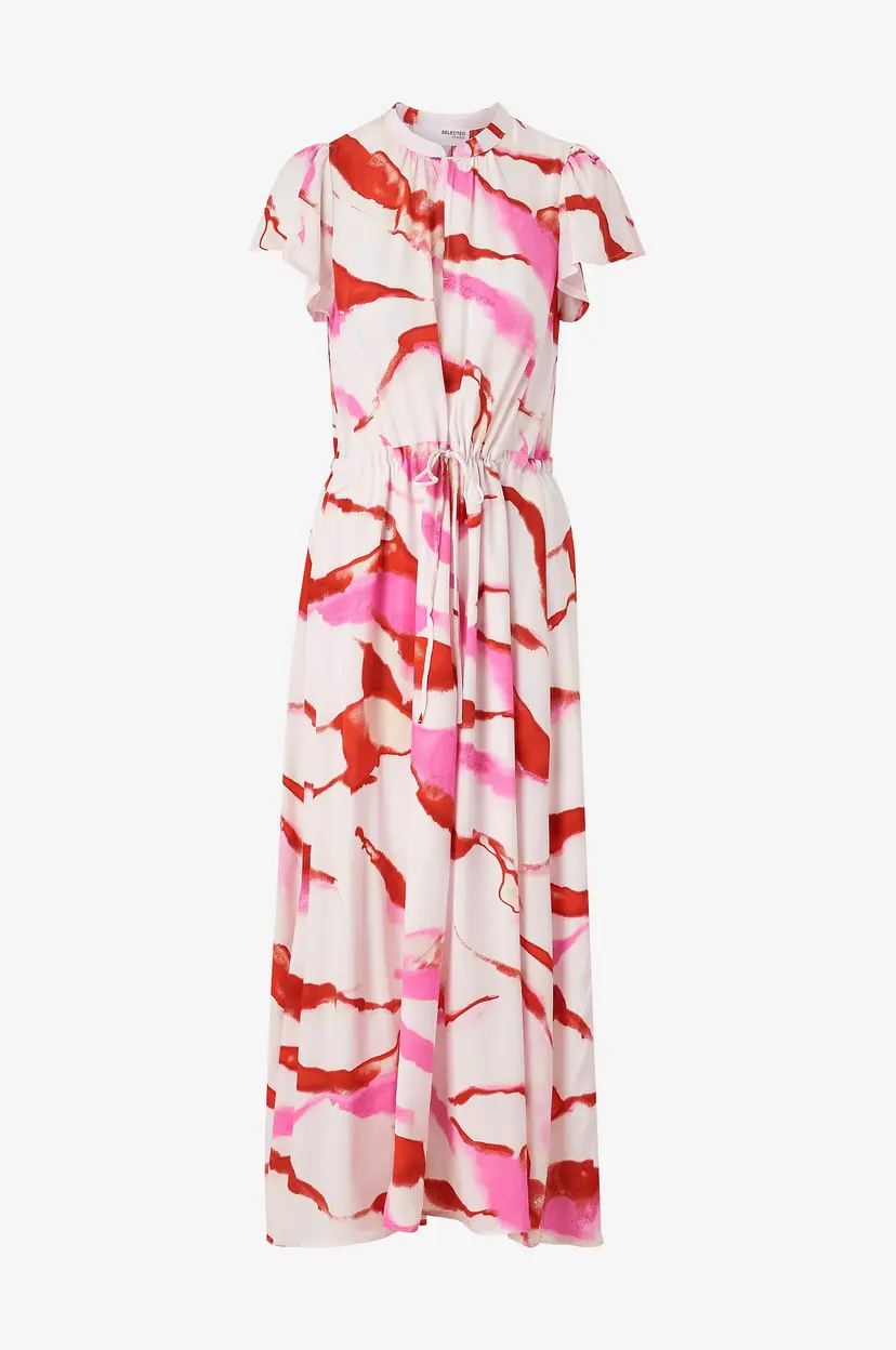 Selected Women Maxikjole slfMarine SS Aop Ankle Dress - Rosa