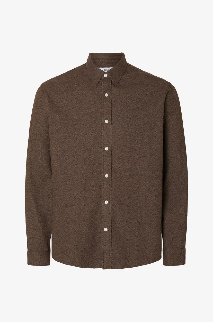 Selected Men Skjorte slhRegnoah Brushed Twist - Brun