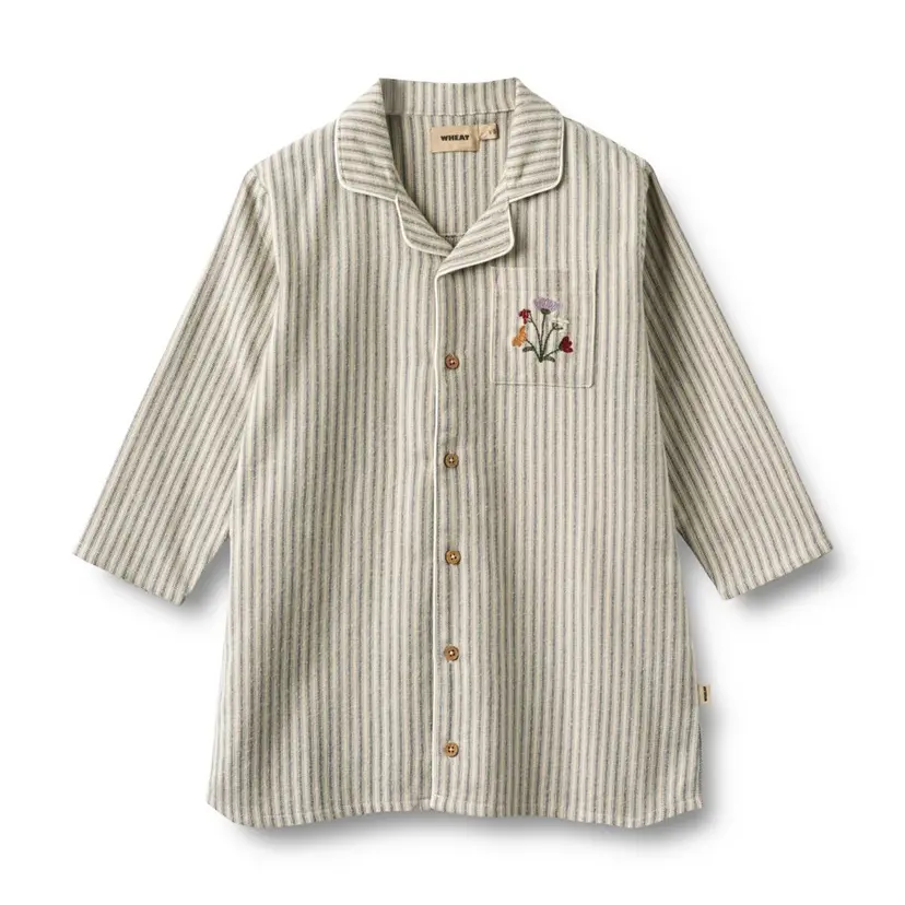 Wheat Wheat, Nightgown L/S Sylva, Blue Stripe