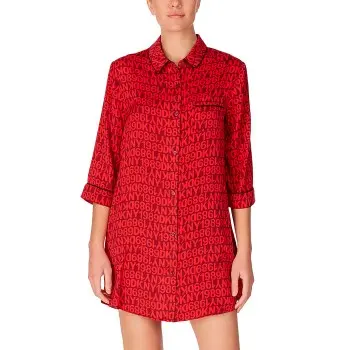 DKNY DKNY Only In DKNY Boyfriend Shirt Rød polyester Small Dame