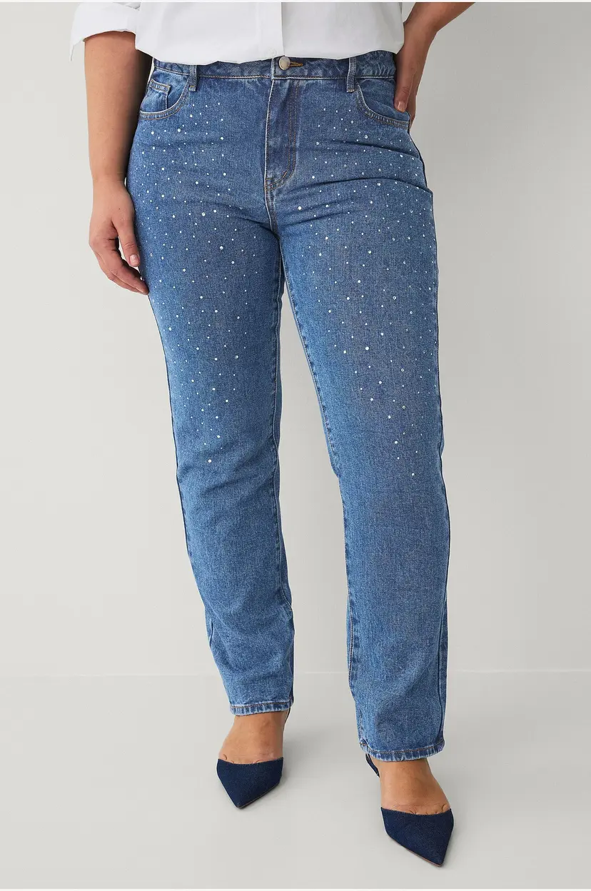 Vila Jeans viAlice RW Beadings Mbd Ea12 - Blå