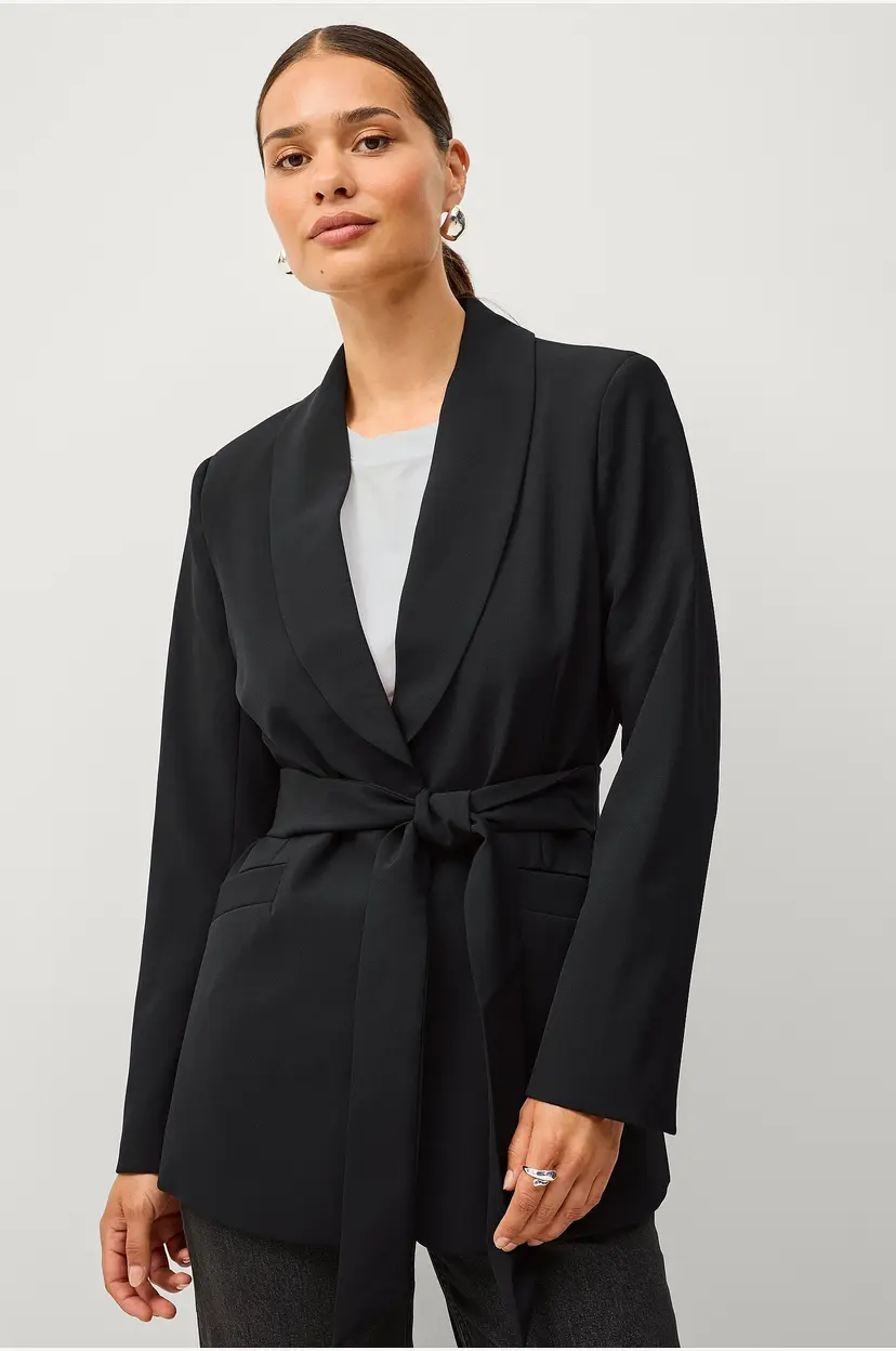 Ellos Collection Blazer med slips og sjalkrage - Svart