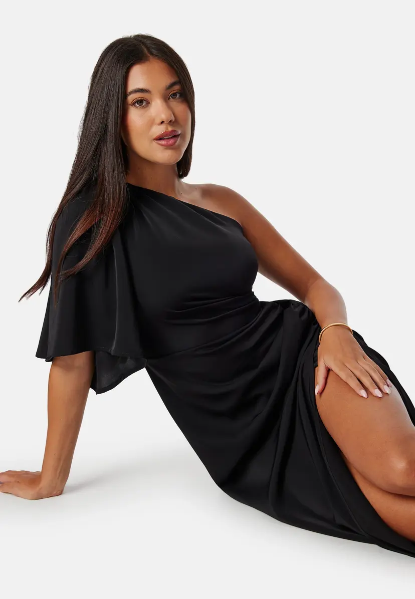 Bubbleroom Occasion Ruched One Shoulder Midi Dress