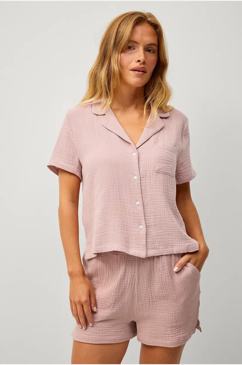 Ellos Collection Pyjamasshorts i bomull - Rosa