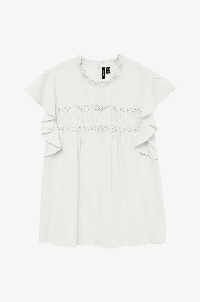 Vero Moda Bluse vmTrine SL Lace Top - Hvit
