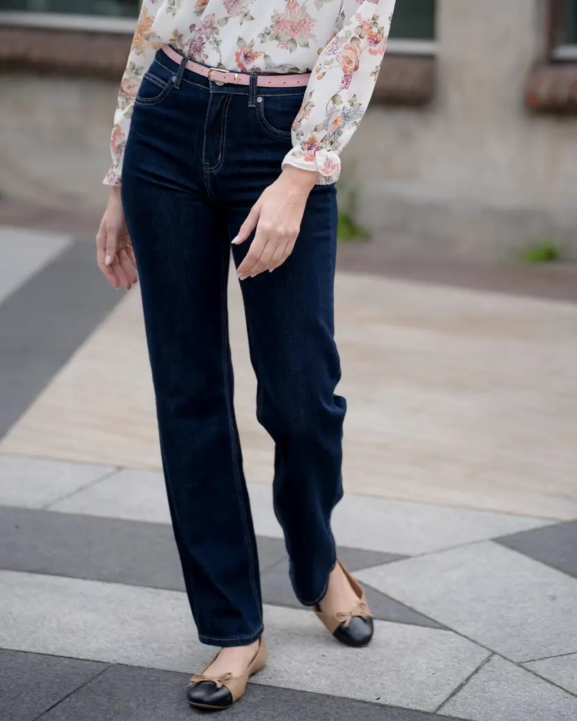 Floyd Jeans Hana 3757 - Straight - Høyt liv - Blå - Str 24/30