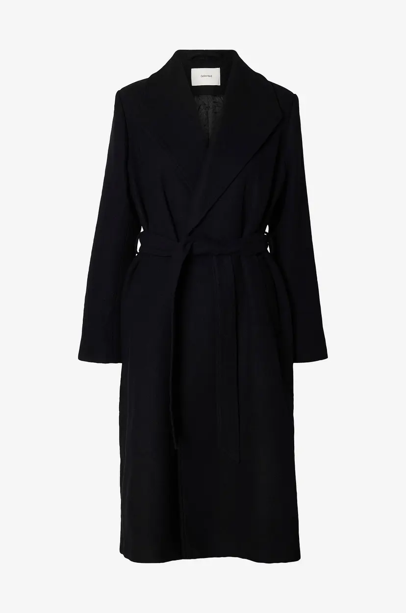 Selected Women Ullkåpe Slwzia-rosa Wool Blend - Svart