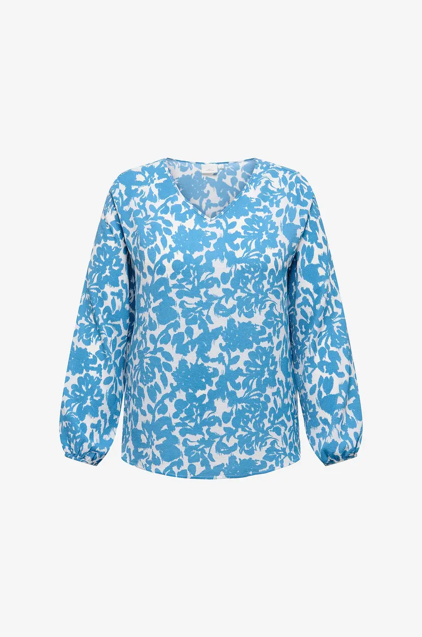 Only Carmakoma Bluse carVica Life L/S V-neck Wvn - Blå