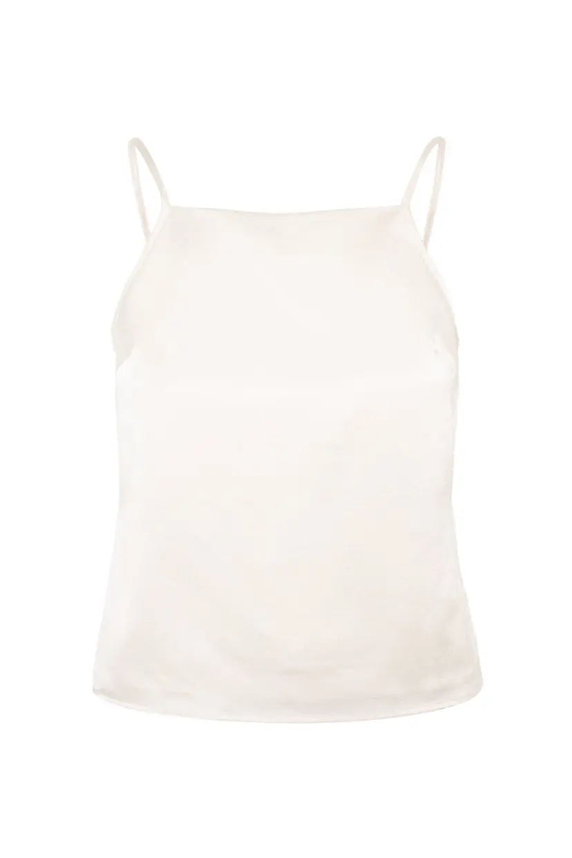 MurlongCres. Linda Satin Tie-Back Camisole Top Ivory, XS-S