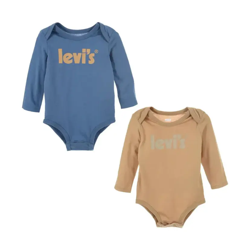 Levi's Levis Poster Logo 2Pk L/S Bodysu Blue Horizon Blue (6 - 12 mnd)
