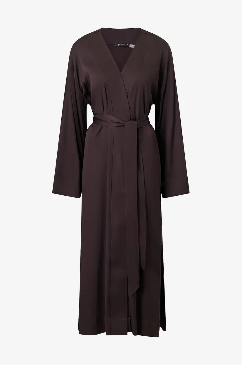 Gina Tricot Morgenkåpe Satin loungewear robe - Brun