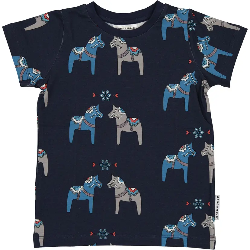 Geggamoja T-shirt Bambu Dalahäst Navy - 122/128