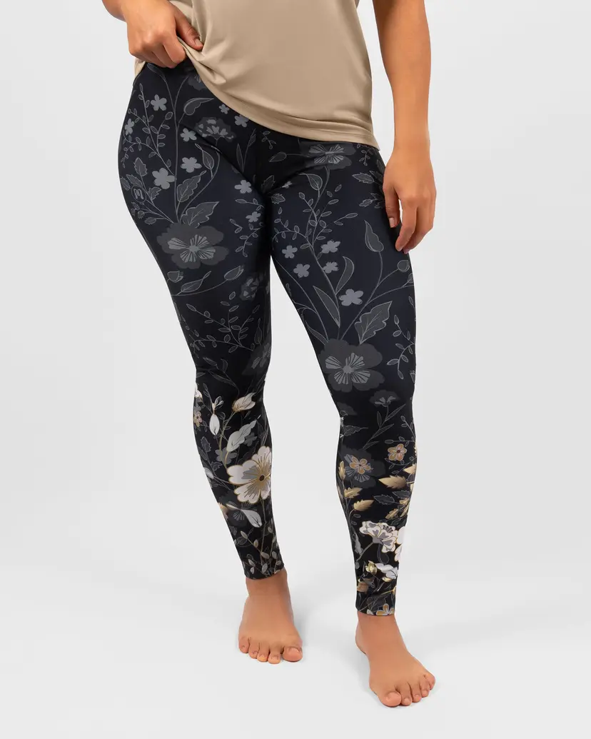 Huabo Hope Elegant Floral Leggings Without Pockets