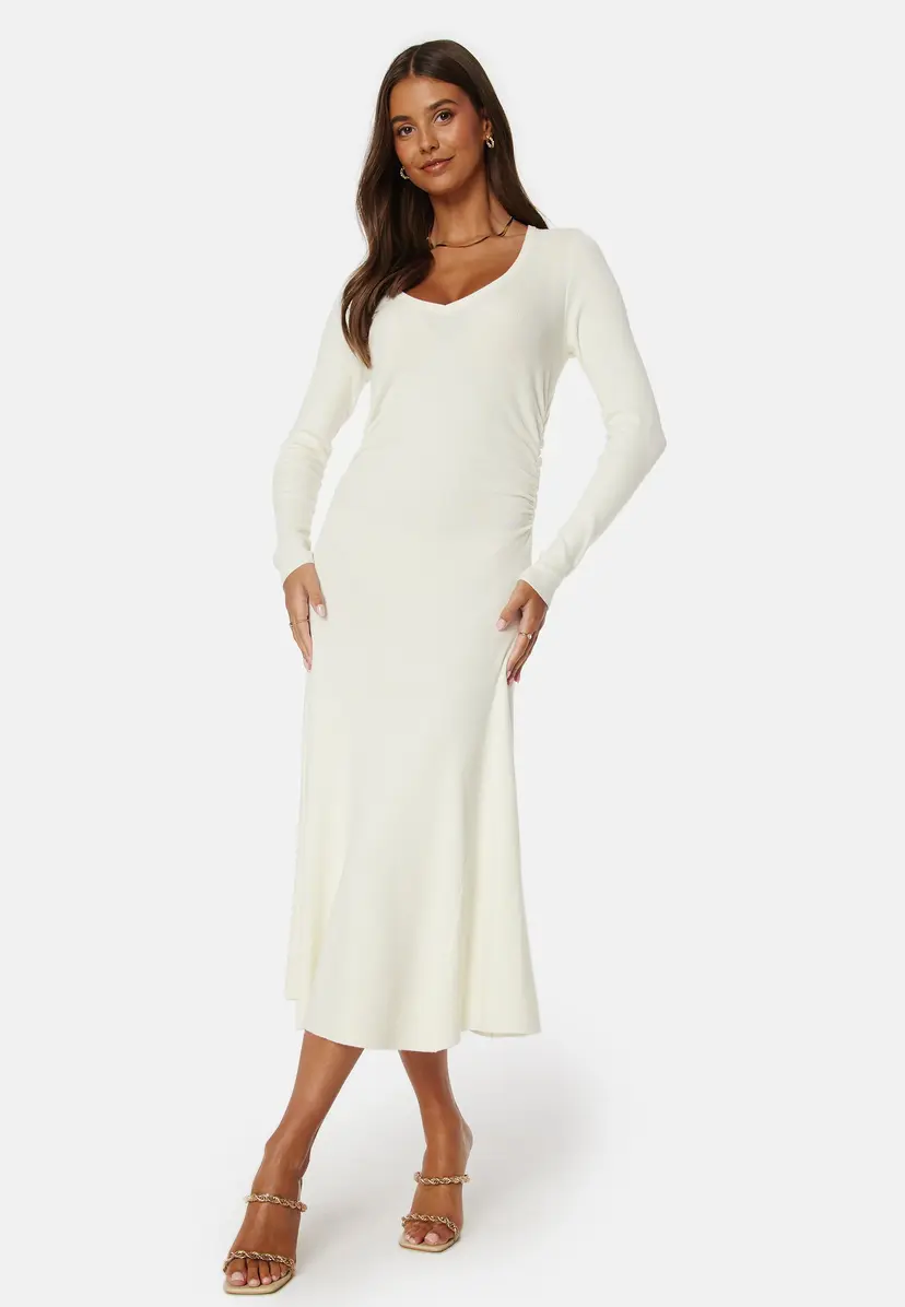 Bubbleroom Knitted Rouched Midi Dress