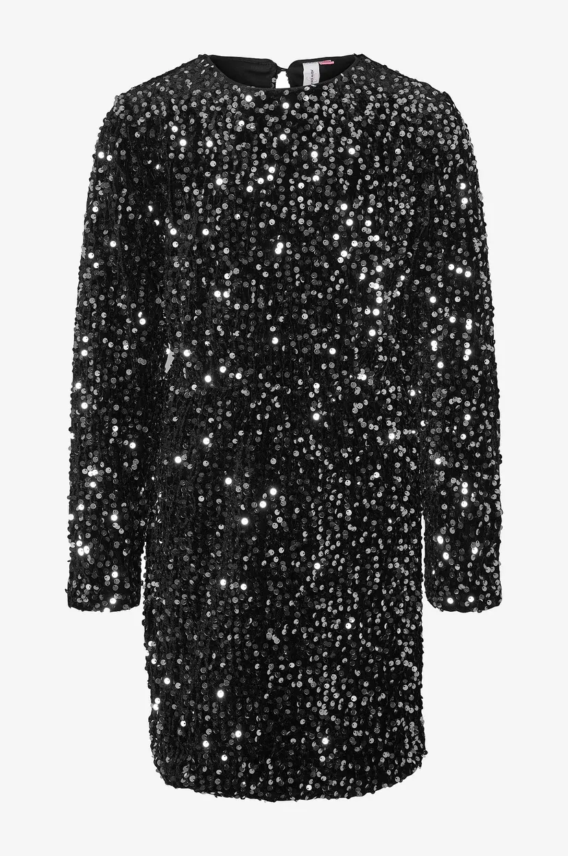 Vero Moda Girl Plajettkjole vmBella Sequin LS Short Dress Jrs G - Svart