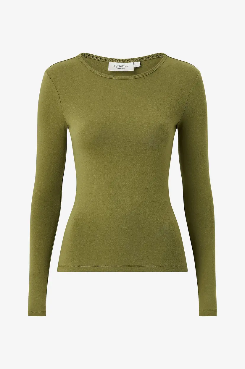 Gina Tricot Topp Tight Fit Long Sleeve Top - Grønn