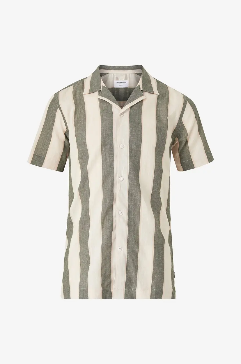 Lindbergh Skjorte Striped Shirt S/S - Grønn