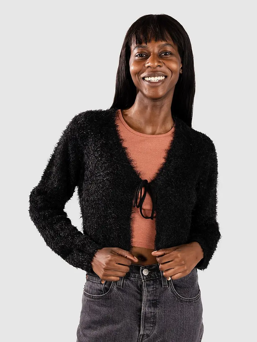 Urban Classics Urban Classics Tied Cropped Feather Cardigan svart