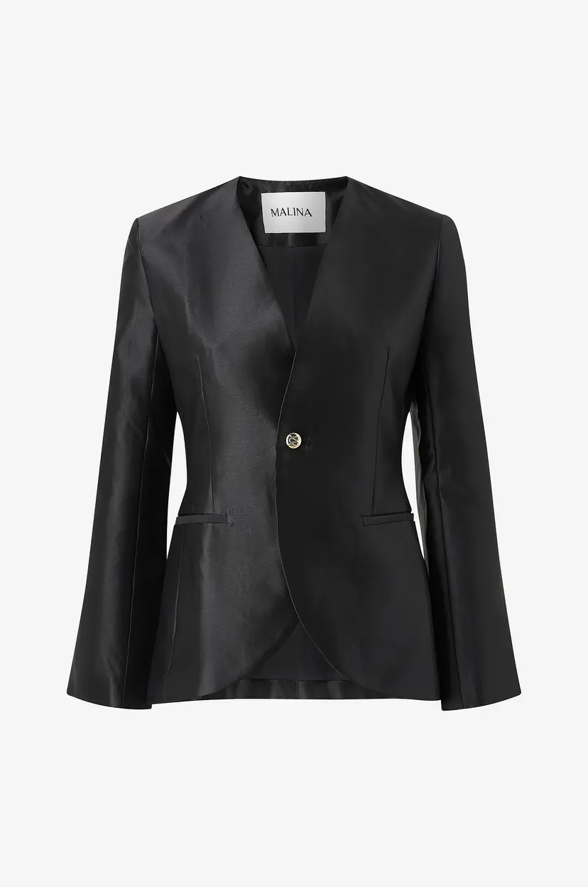 By Malina Blazer Nori Fitted Heavy Satin Blazer - Svart