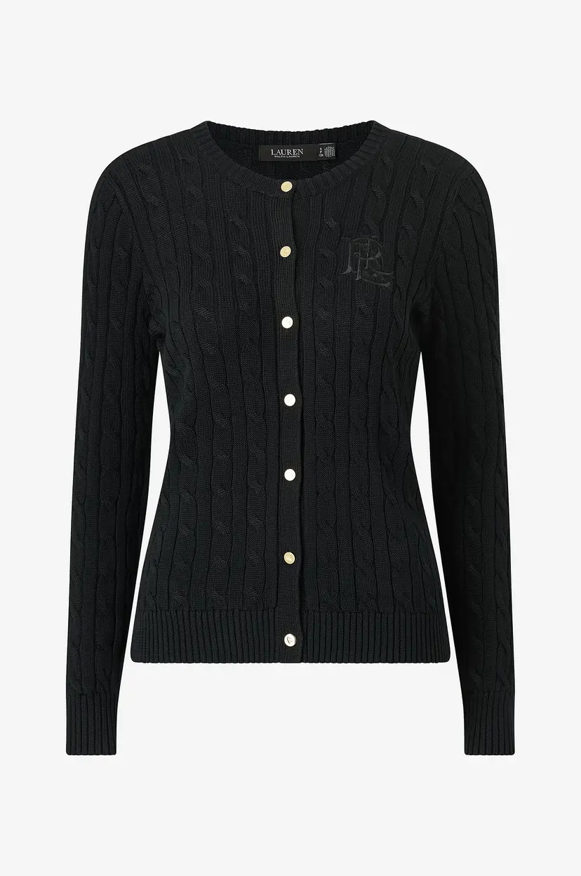 Lauren Ralph Lauren Kardigan Br Rayon Pltd Ctn-Sweater-Cardigan - Svart