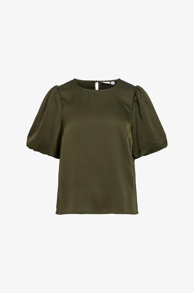 Vila Bluse viEllette 2/4 Satin Puff Top - Grønn