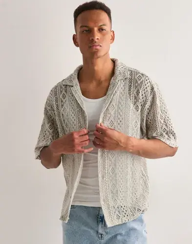Only & Sons Only & Sons Onsnovak Rlx Resort Ss Lace Shirt Mønstrete skjorter Beige