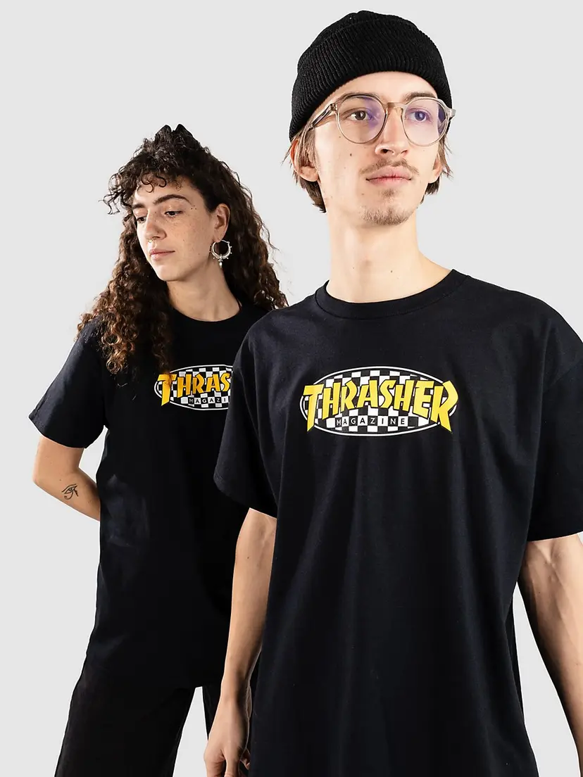 Thrasher Thrasher Checkered Oval T-skjorte svart